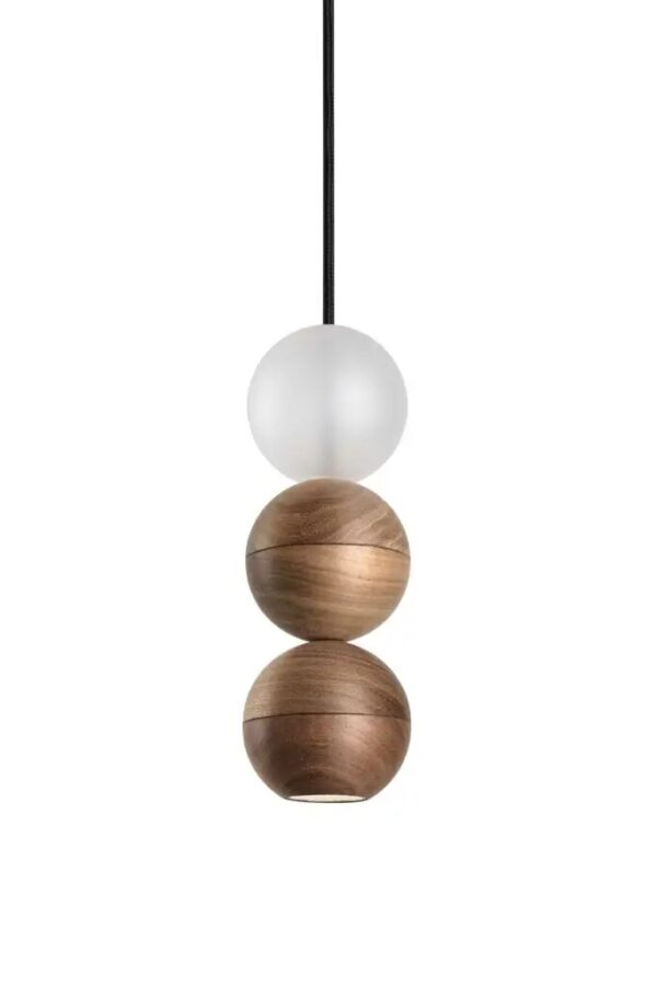 WOODOO LoftLight lampa wisząca - 2 drewniane+1 szklana